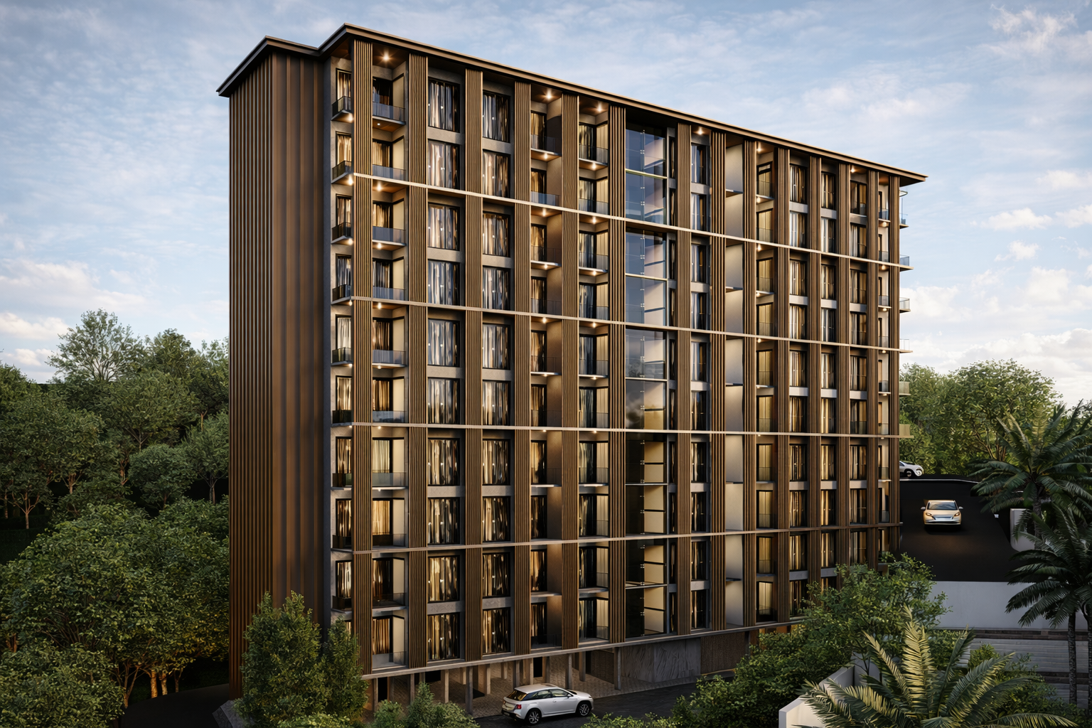 Primary apartment tower at Mount Olive Garden